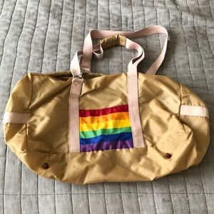 Vintage Rainbow Duffle Overnight Bag